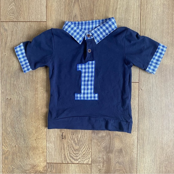 Boys First Birthday Shirt Blue Plaid 24 Months - Picture 1 of 5